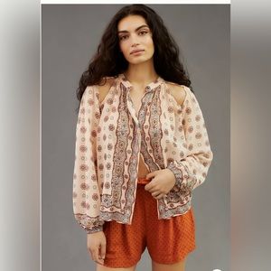 FOREVER THAT GIRL COLD SHOULDER BLOUSE/NOVELTY-Medium. NWT. From Anthropologie.